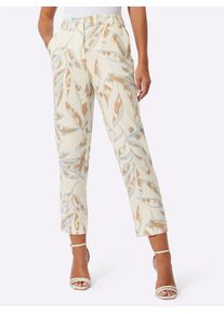CRÉATION L CREATION L Damen 7/8-Hose, beige, Gr. 40, geblümt, gemustert, mehrfarbig, 75% Viskose, 25% Leinen, Hosen