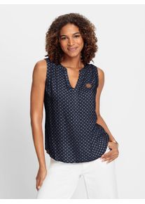 Casual Looks Damen Blusentop, blau, Gr. 50, gemustert, mehrfarbig, 100% Viskose, Blusen