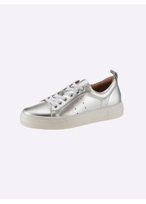Heine Damen Sneaker, Gr. 40, silber, Leder, Rindsleder, Rindsleder, modisch, Schuhe