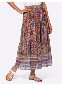 Inspirationen Damen Maxirock, lila, Gr. 38, gemustert, ethno, mehrfarbig, bedruckt, 100% Polyester, Röcke