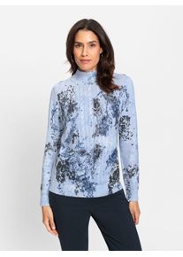 Inspirationen Damen Strickpullover "Pullover", blau, Gr. 40, gemustert, mehrfarbig, bedruckt, 60% Viskose, 40% Baumwolle, Pullover