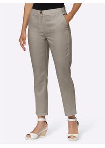 Inspirationen Damen 7/8-Hose, braun, Gr. 40, unifarben, 80% Viskose, 20% Leinen, Hosen