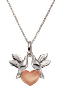 Firetti Damen Kette mit Anhänger "Schmuck Geschenk Silber 925 Halsschmuck Halskette Tauben-Herz", Silber 925 (Sterlingsilber), L: 45cm B: 1mm, rosa,