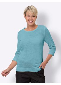 Classic Basics Damen 3/4 Arm-Pullover "Rundhals-Pullover", blau, Gr. 48, unifarben, 100% Polyacryl, Pullover