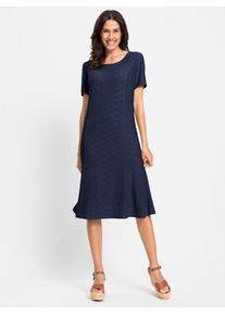 Inspirationen Damen A-Linien-Kleid "Jersey-Kleid", blau, Gr. 48, unifarben, Strick, 95% Polyester, 5% Elasthan, Kleider