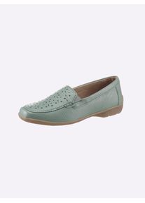 Classic Basics Damen Slipper, Gr. 39, grün, Glattleder, Rindsleder, Basic, Schuhe