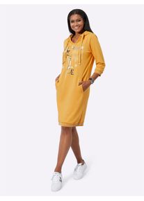 Inspirationen Damen Sweatkleid "Shirtkleid", gelb, Gr. 38, gemustert, mehrfarbig, bedruckt, Jersey, Single Jersey, 50% Baumwolle, 50% Polyester,