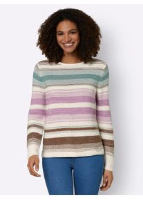 Casual Looks Damen Rundhalspullover "Pullover", beige, Gr. 38, gemustert, gestreift, mehrfarbig, 69% Baumwolle, 31% Polyacryl, Pullover