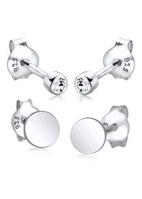 Elli Damen Ohrring-Set "Kristalle Plättchen Ohrstecker Set 925 Silber", OneSize,mit Steinen, Silber 925 (Sterlingsilber), silber, Silber 925