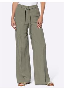 Heine Damen Webhose, grün, Gr. 50, unifarben, 70% Lyocell, 30% Leinen, Hosen