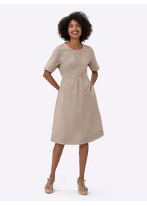 Heine Damen Sommerkleid "Kleid", beige, Gr. 46, unifarben, 70% Baumwolle, 30% Leinen, Kleider
