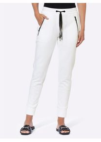 Heine Damen Jogger Pants, weiß, Gr. 46, unifarben, 82% Baumwolle, 18% Polyester, Hosen