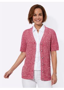 Classic Basics Damen Ajourstrickjacke, rot, Gr. 40, meliert, unifarben, 53% Polyacryl, 47% Baumwolle, Strickjacken