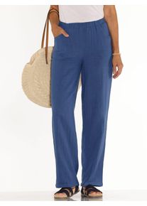 Classic Basics Damen Schlupfhose, blau, Gr. 40, unifarben, 100% Baumwolle, Hosen