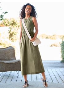 Heine Damen Maxikleid "Kleid", grün, Gr. 48, unifarben, 95% Baumwolle, 5% Elasthan, Webware:97% Baumwolle, 3% Elasthan, Kleider