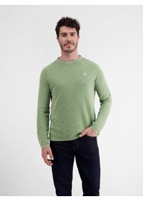 Lerros Herren Strickpullover "Lerros Gestreifter Strickpullover, Strukturbaumwolle", grün, Gr. S, 100% Baumwolle, Pullover