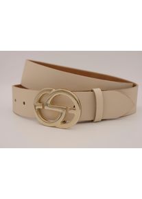 AnnaMatoni Damen Ledergürtel, beige, casual, Gr. 115, unifarben, Rindsleder, Gürtel, mit goldener Schließe