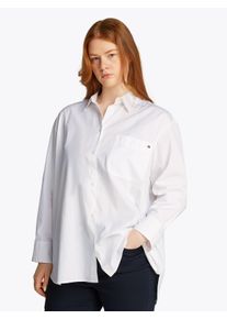 Damen Hemdbluse "CRV ESS COTTON EASY FIT SHIRT", weiß, casual, Gr. 48, Tommy Hilfiger Curve, unifarben, Web, Obermaterial: 100% Baumwolle, Blusen, in