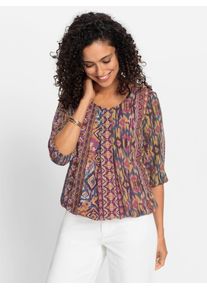 Inspirationen Damen Schlupfbluse, lila, Gr. 40, gemustert, ethno, mehrfarbig, bedruckt, 100% Polyester, Blusen