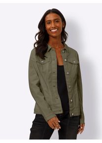 Heine Damen Langjacke, grün, Gr. 36, unifarben, 98% Baumwolle, 2% Elasthan, Jacken