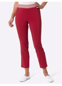 Classic Basics Damen Schlupfhose, rot, Gr. 56, gemustert, mehrfarbig, gestreift, 77% Viskose, 20% Polyamid, 3% Elasthan, Hosen