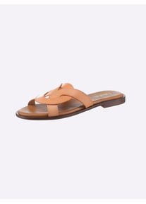 Heine Damen Pantolette, Gr. 41, orange, Leder, Rindsleder, Leder, modisch, Schuhe