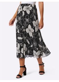 CRÉATION L CREATION L Damen Plisseerock, schwarz, Gr. 36, geblümt, gemustert, mehrfarbig, 100% Polyester, Röcke