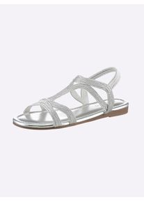 Heine Damen Sandale, Gr. 40, silber, Textil, modisch, Schuhe