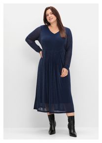 sheego Damen Partykleid "Große Größen", blau, feminin, Gr. 52, unifarben, Obermaterial: 70% Polyamid, 20% metallisierte Fasern, 10% Elasthan;Futter: