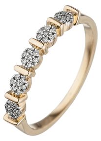 Jobo Damen Diamantring, 54, P1 = bei 10-facher Vergrößerung erkennbare Einschlüsse, Gelbgold 585-Diamanten, gelb, Gelbgold 585, Diamanten,
