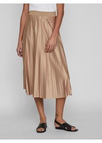 Vila Damen Plisseerock "VINITBAN SKIRT - NOOS", beige, modisch, Gr. L, unifarben, Obermaterial: 96% Polyester, 4% Elasthan, Röcke