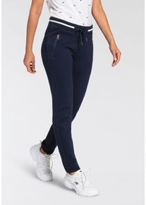 Kangaroos Damen Jerseyhose, blau, casual, Gr. 36, Waffelmuster, Strukturmuster, unifarben, unifarben mit Farbeinsätzen, Piquu00e9, Obermaterial: 60%