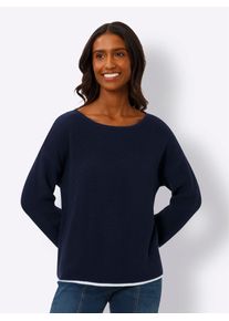 Heine Damen 3/4 Arm-Pullover "Pullover", blau, Gr. 42, unifarben, 100% Baumwolle, Pullover