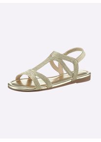 Heine Damen Sandale, Gr. 41, gold, Textil, modisch, Schuhe
