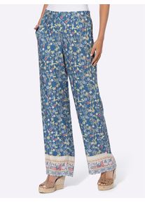 Heine Damen Schlupfhose, bunt, Gr. 40, geblümt, gemustert, mehrfarbig, bedruckt, 100% Viskose, Hosen