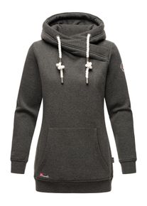Marikoo Damen Kapuzenpullover "Izuyaa", grau, Gr. S, 60% Baumwolle, 40% Polyester, Pullover, langer warmer Kapuzenpullover