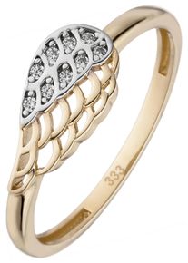 Jobo Damen Fingerring "Flügel", 58, Gelbgold 333, gold, Gelbgold 333, Fingerringe, 333 Gold bicolor mit 9 Zirkonia