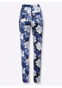 CRÉATION L CREATION L Damen 5-Pocket-Jeans, blau, Gr. 19, gemustert, 98% Baumwolle, 2% Elasthan, Jeans