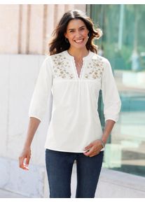 Inspirationen Damen Schlupfbluse, beige, Gr. 40, unifarben, 100% Baumwolle, Blusen