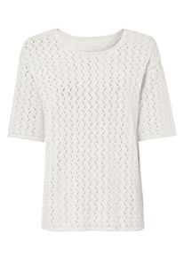 Inspirationen Damen Rundhalspullover "Ajour-Pullover", beige, Gr. 36, unifarben, 100% Baumwolle, Pullover