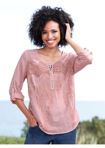 Heine Damen Hemdbluse, rosa, Gr. 38, unifarben, 100% Baumwolle, Blusen
