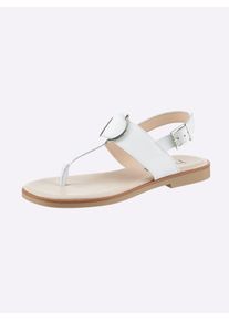 Heine Damen Zehentrenner, Gr. 38, weiß, Leder, Rindsleder, Leder, modisch, Schuhe