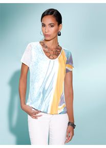 CRÉATION L CREATION L Damen Kurzarmbluse, grün, Gr. 36, gemustert, 100% Polyester, Blusen