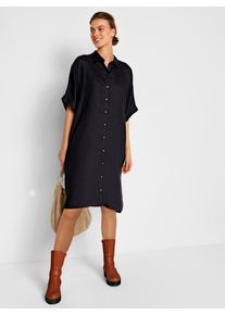 Inspirationen Damen Hemdblusenkleid "Viskose-Hemdblusenkleid", schwarz, Gr. 38, unifarben, 100% Viskose, Kleider