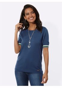 Casual Looks Damen Kurzarmpullover "Rundhals-Pullover", blau, Gr. 36, unifarben, 100% Polyacryl, Pullover