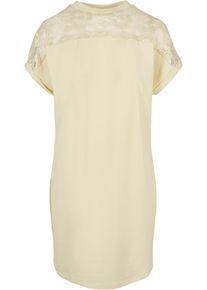 Urban Classics Damen Shirtkleid "Urban Classics Damen Ladies Lace Tee Dress", gelb, klassisch, Gr. S, unifarben, 95% Baumwolle, 5% Elasthan, Kleider