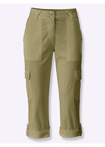 Heine Damen Cargohose, grün, Gr. 42, unifarben, 98% Baumwolle, 2% Elasthan, Hosen