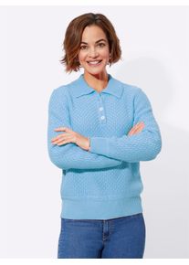 Classic Basics Damen Polokragenpullover "Pullover", blau, Gr. 40, unifarben, 100% Polyacryl, Pullover