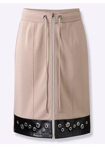 Inspirationen Damen Jerseyrock, beige, Gr. 36, unifarben, 76% Polyester, 20% Viskose, 4% Elasthan, Röcke