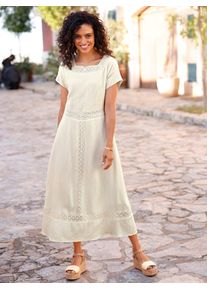 Inspirationen Damen Spitzenkleid "Kleid", beige, Gr. 40, unifarben, 100% Baumwolle, Kleider